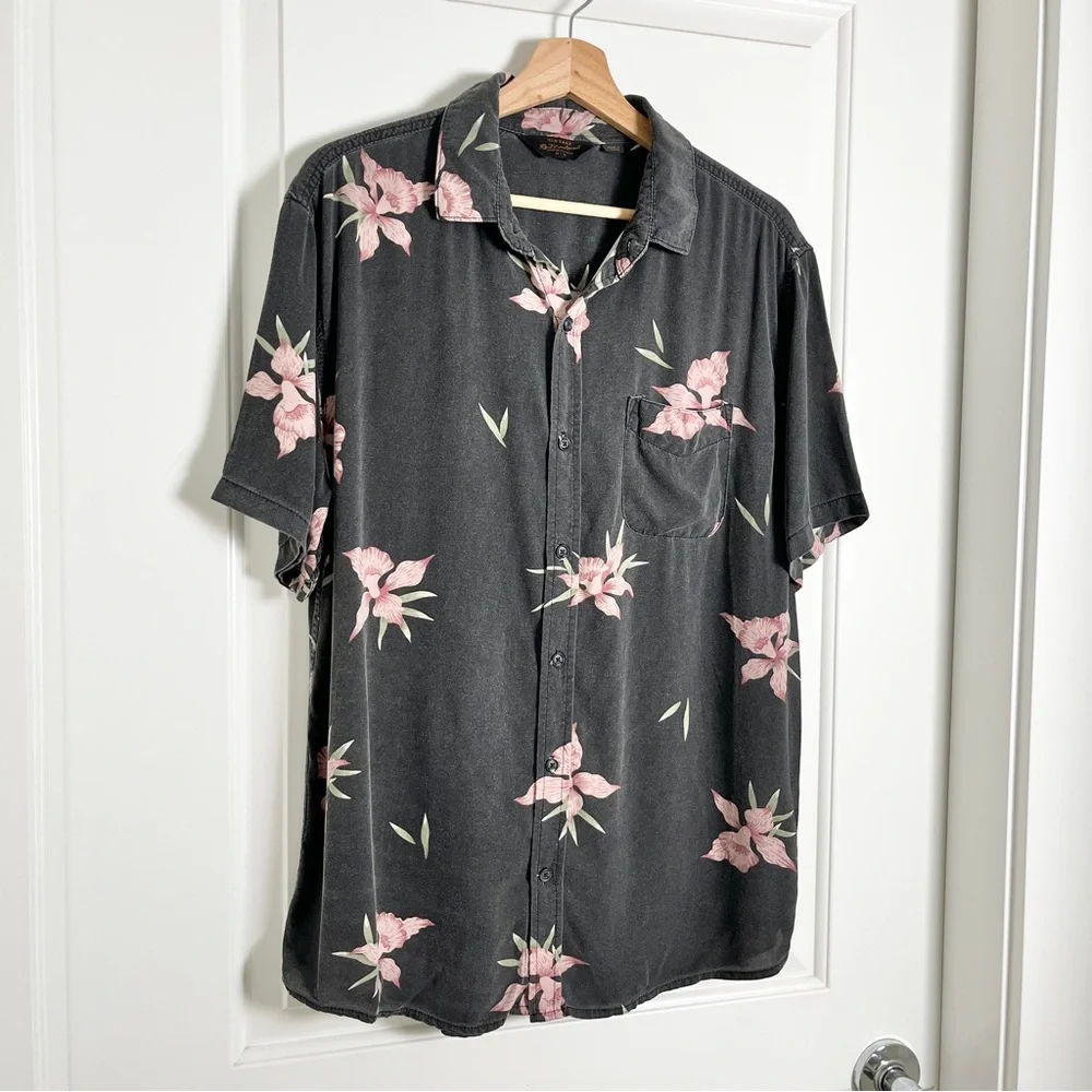 Cotton On Vintage Remastered Faded Black Pink Tropical Floral Hawaiian Shirt, M - Picture 4 of 13